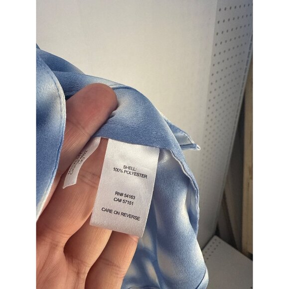 Calvin Klein Blue White Check Blouse Long Sleeve Button Front Women’s XL - Picture 7 of 10